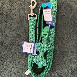 Top Paw Green Starburst Dog Collar (S) with Matching Leash 4ft